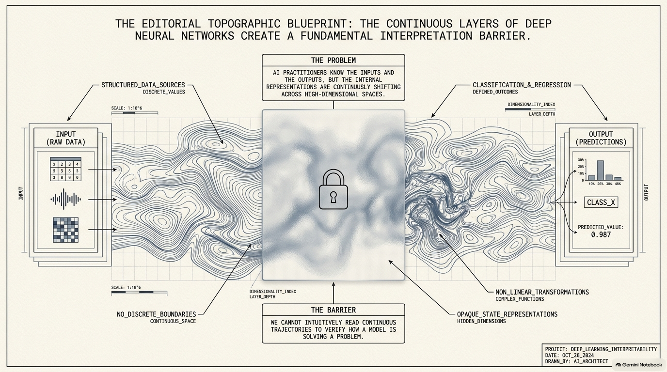 Slide 2: Continuous neural network layers create a fundamental interpretation barrier