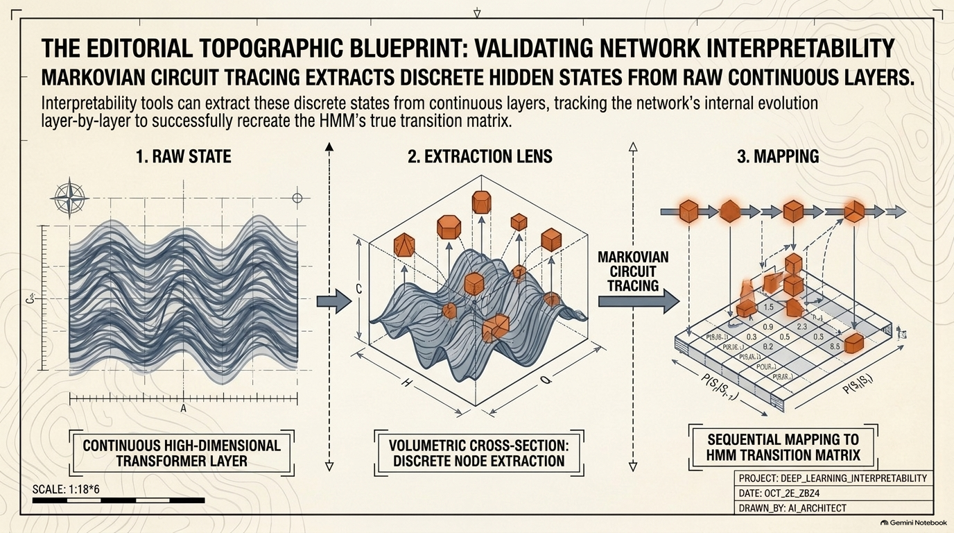 Slide 10: Markovian circuit tracing extracts discrete hidden states from continuous layers